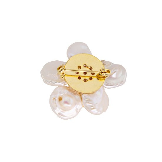 Image Title Onlyspark Baroque Pearl Brooch Pins for Women, 11mm Baroque Pearl Pink Freshwater Cultured with 5 Baroque Pearl Flower with 18K Gold Plated Copper Pin